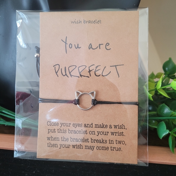Silver Cat You are Purrfect Black Bracelet ✨️ - Picture 4 of 7